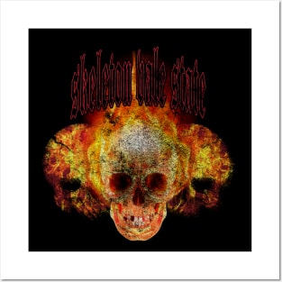 burning skull Posters and Art